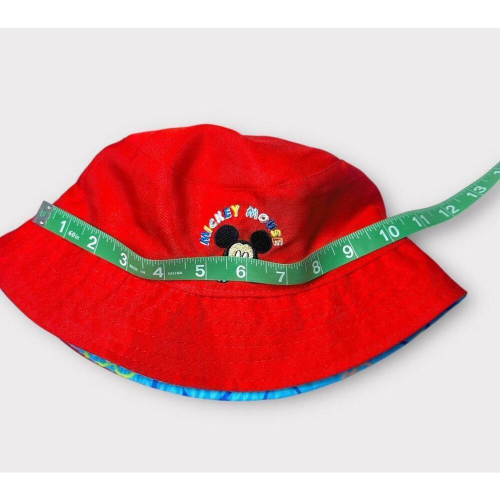 Disney Mickey Mouse Kids Bucket Hat Red Reversable Light Blue Lining Embroidered - Picture 4 of 9